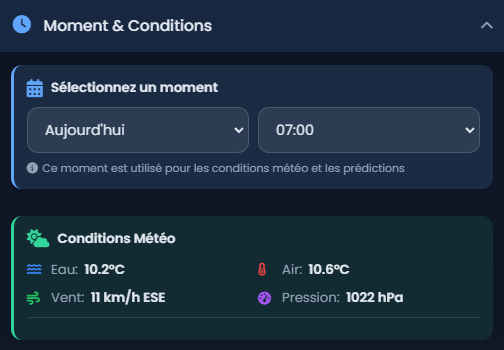 Panneau météo : heure, température, pression, vent